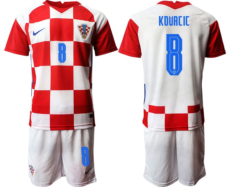 Men 2020-2021 European Cup Croatia home red #8 Nike Soccer Jersey